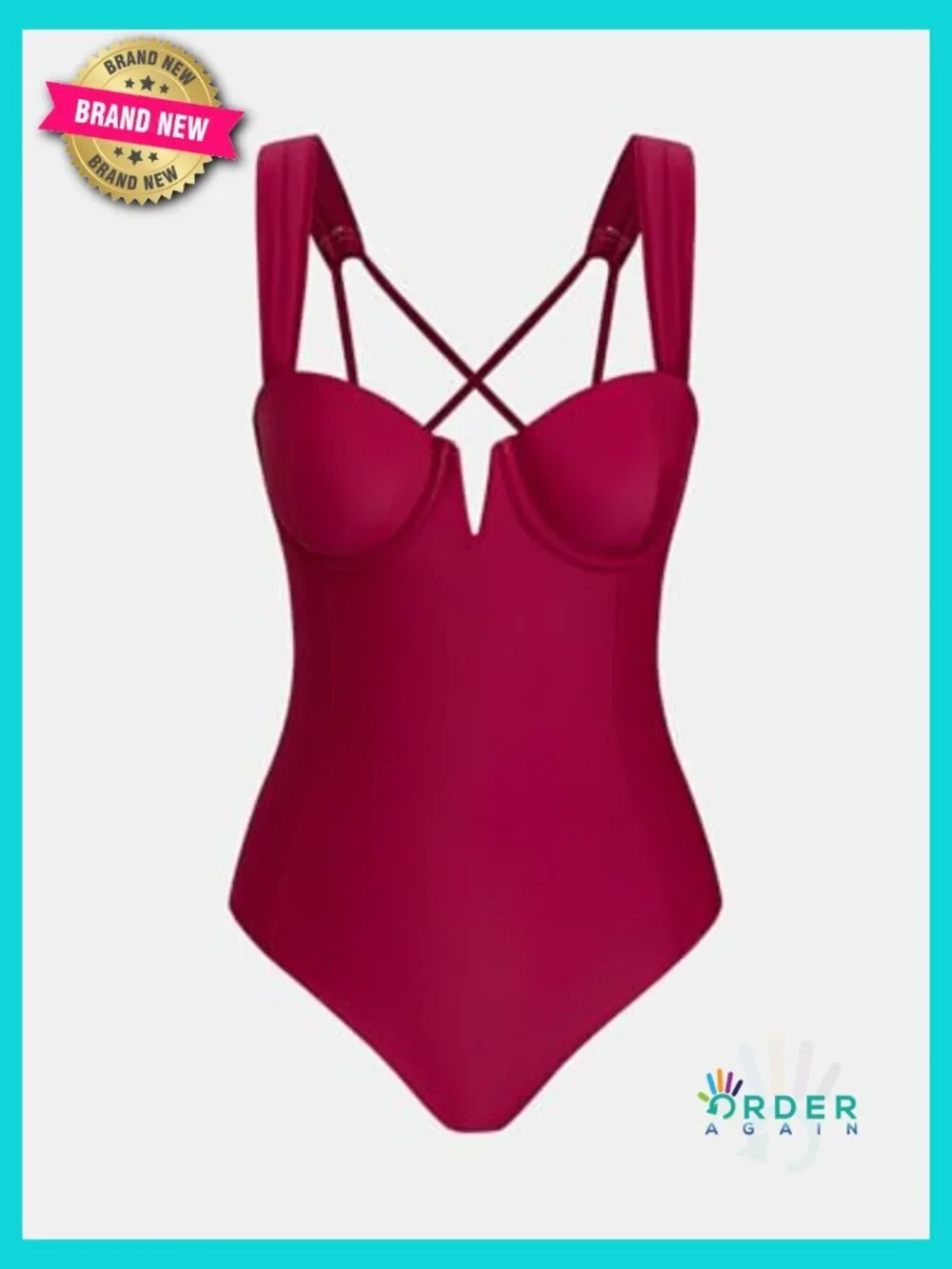 Sweetheart Neck One Piece Swimsuit Crisscross Back Wide Straps Self Tie